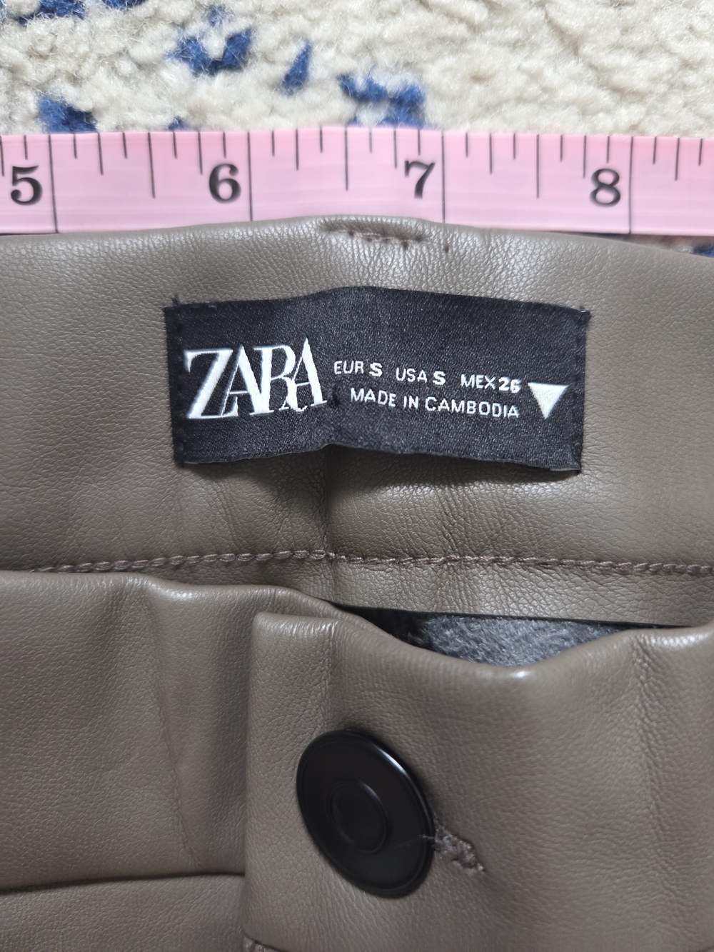 Zara Taupe Faux Leather High-Rise Leggings - Picture 7 of 7
